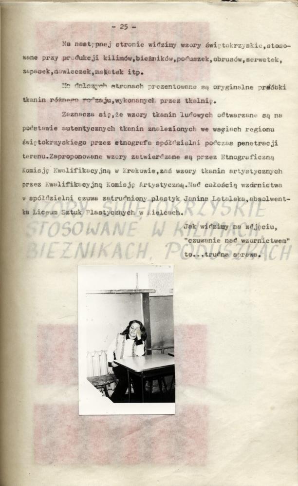Monografia Tkactwa Świętokrzyskiego w Bodzentynie, Janina Latalska - plastyk czuwający nad wzornictwem
